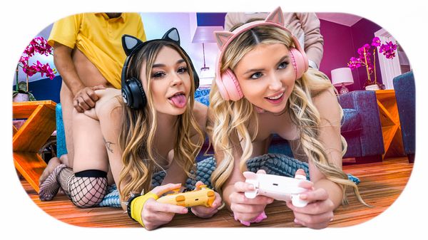 Della Cate, Britt Blair & No More Gaming & Bff’s Share Some Daddy Dick Anime Gaming Porn